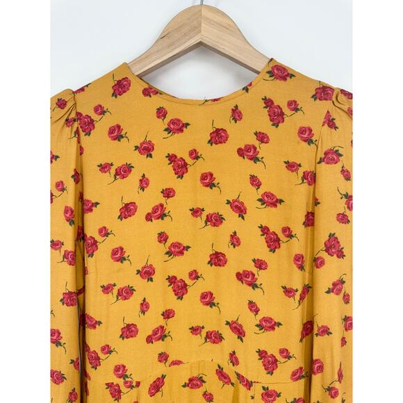 REFORMATION Josephine Midi Dress Floral Puff Long Sleeve Crew Neck Maxi, Amelia - Picture 7 of 15